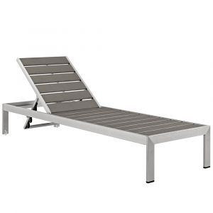 Modway - Shore Outdoor Patio Aluminum Chaise - EEI-2247-SLV-GRY