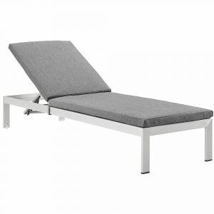 Modway - Shore Outdoor Patio Aluminum Chaise with Cushions - EEI-2660-SLV-GRY