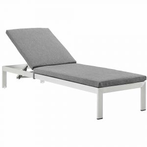Modway - Shore Outdoor Patio Aluminum Chaise with Cushions - EEI-4501-SLV-GRY