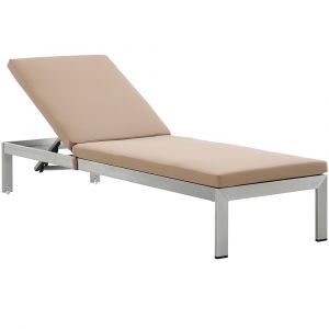 Modway - Shore Outdoor Patio Aluminum Chaise with Cushions - EEI-2660-SLV-MOC