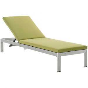Modway - Shore Outdoor Patio Aluminum Chaise with Cushions - EEI-2660-SLV-PER