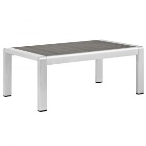 Modway - Shore Outdoor Patio Aluminum Coffee Table - EEI-2268-SLV-GRY