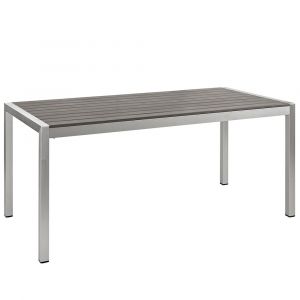 Modway - Shore Outdoor Patio Aluminum Dining Table - EEI-2251-SLV-GRY