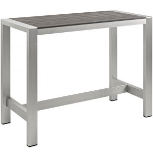 Modway - Shore Outdoor Patio Aluminum Rectangle Bar Table - EEI-2253-SLV-GRY