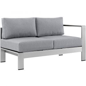 Modway - Shore Right-Arm Corner Sectional Outdoor Patio Aluminum Loveseat - EEI-2262-SLV-GRY
