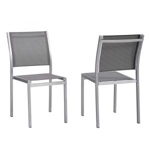 Modway - Shore Side Chair Outdoor Patio Aluminum (Set of 2) - EEI-2585-SLV-GRY-SET