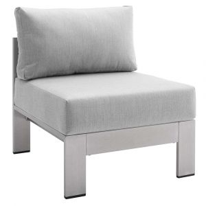 Modway - Shore Sunbrella® Fabric Aluminum Outdoor Patio Armless Chair - EEI-4227-SLV-GRY