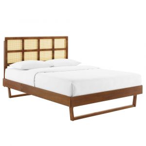 Modway - Sidney Cane and Wood Full Platform Bed With Angular Legs - MOD-6371-WAL