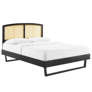 Modway - Sierra Cane and Wood Full Platform Bed With Angular Legs - MOD-6699-BLK