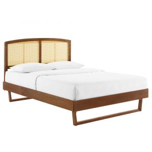 Modway - Sierra Cane and Wood Full Platform Bed With Angular Legs - MOD-6699-WAL