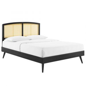 Modway - Sierra Cane and Wood Full Platform Bed With Splayed Legs - MOD-6700-BLK