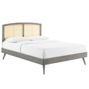 Modway - Sierra Cane and Wood Queen Platform Bed With Splayed Legs - MOD-6376-GRY