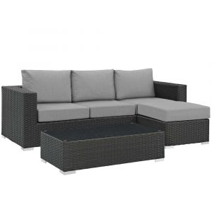 Modway - Sojourn 3 Piece Outdoor Patio Sunbrella Sectional Set - EEI-1889-CHC-GRY-SET