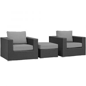 Modway - Sojourn 3 Piece Outdoor Patio Sunbrella Sectional Set - EEI-1891-CHC-GRY-SET