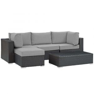 Modway - Sojourn 5 Piece Outdoor Patio Sunbrella Sectional Set - EEI-1890-CHC-GRY-SET