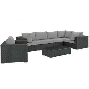 Modway - Sojourn 7 Piece Outdoor Patio Sunbrella Sectional Set - EEI-1878-CHC-GRY-SET