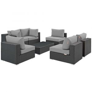Modway - Sojourn 7 Piece Outdoor Patio Sunbrella Sectional Set - EEI-1883-CHC-GRY-SET