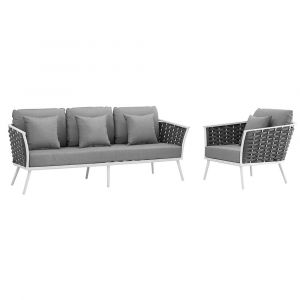 Modway - Stance 2 Piece Outdoor Patio Aluminum Sectional Sofa Set - EEI-3164-WHI-GRY-SET
