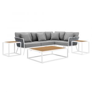 Modway - Stance 7 Piece Outdoor Patio Aluminum Sectional Sofa Set - EEI-5756-WHI-GRY