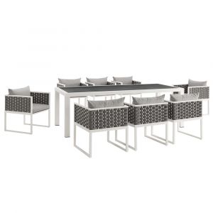 Modway - Stance 9 Piece Outdoor Patio Aluminum Dining Set - EEI-3186-WHI-GRY-SET