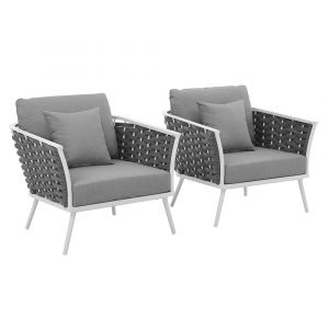 Modway - Stance Armchair Outdoor Patio Aluminum (Set of 2) - EEI-3162-WHI-GRY-SET