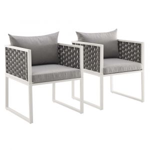Modway - Stance Dining Armchair Outdoor Patio Aluminum (Set of 2) - EEI-3183-WHI-GRY-SET