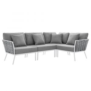 Modway - Stance Outdoor Patio Aluminum Large Sectional Sofa - EEI-5753-WHI-GRY