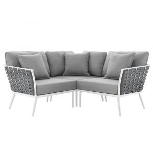 Modway - Stance Outdoor Patio Aluminum Small Sectional Sofa - EEI-5752-WHI-GRY