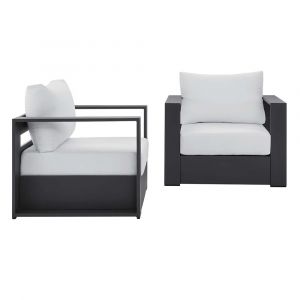 Modway - Tahoe Outdoor Patio Powder-Coated Aluminum 2-Piece Armchair Set - EEI-5751-GRY-WHI