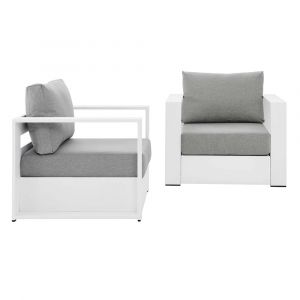 Modway - Tahoe Outdoor Patio Powder-Coated Aluminum 2-Piece Armchair Set - EEI-5751-WHI-GRY