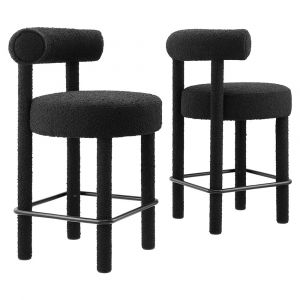 Modway - Toulouse Boucle Fabric Counter Stool - (Set of 2) - EEI-6707-BLK-BLK