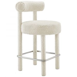 Modway - Toulouse Boucle Fabric Counter Stool - EEI-6383-IVO-SLV