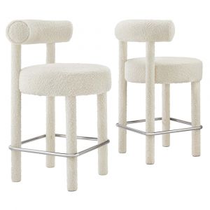 Modway - Toulouse Boucle Fabric Counter Stool - (Set of 2) - EEI-6707-IVO-SLV