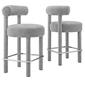 Modway - Toulouse Boucle Fabric Counter Stool - (Set of 2) - EEI-6707-LGR-SLV