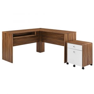 Modway - Transmit Wood Desk and File Cabinet Set - EEI-5822-WAL-WHI