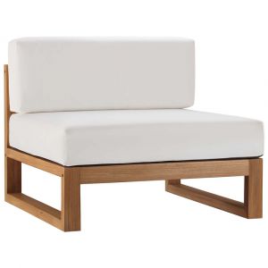 Modway - Upland Outdoor Patio Teak Wood Armless Chair - EEI-4125-NAT-WHI