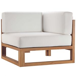 Modway - Upland Outdoor Patio Teak Wood Corner Chair - EEI-4126-NAT-WHI