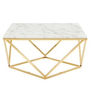 Modway - Vertex Gold Metal Stainless Steel Coffee Table - EEI-4207-GLD-WHI