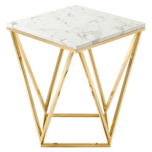 Modway - Vertex Gold Metal Stainless Steel End Table - EEI-4206-GLD-WHI