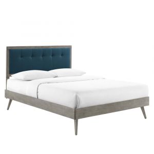 Modway - Willow King Wood Platform Bed With Splayed Legs - MOD-6638-GRY-AZU