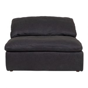 Moes Home - Clay Armless Chair Nubuck in Leather Black - YJ-1005-02_CLOSEOUT