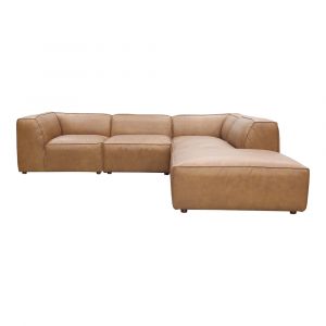 Moes Home - Form Classic L Modular Sectional Sonoran Tan Leather - XQ-1007-40