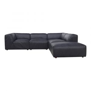 Moes Home - Form Classic L Modular Sectional Vantage Black Leather - XQ-1007-02
