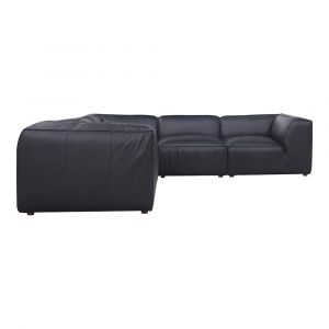 Moes Home - Form Dream Modular Sectional Vantage Black Leather - XQ-1008-02