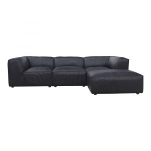 Moes Home - Form Lounge Modular Sectional Vantage Black Leather - XQ-1005-02