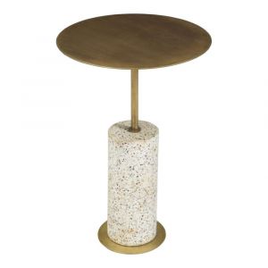 Moes Home - Gabriel Accent Table in Antique Brass White - QJ-1019-51-0