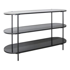 Moes Home - Lozz Console Table in Iron Frame and Tempered Glass Shelves - KK-1027-02