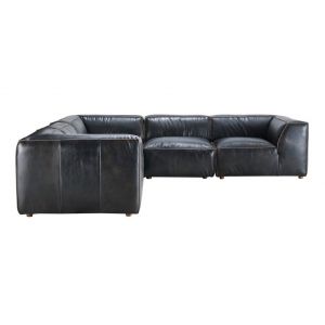 Moes Home - Luxe Classic L Modular Sectional Antique Black - QN-1025-01
