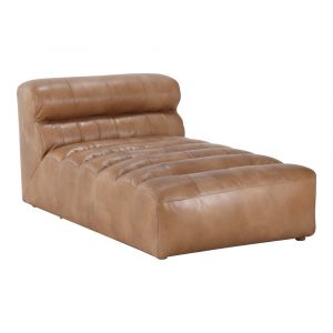 Moes Home - Ramsay Leather Chaise Tan - QN-1010-40