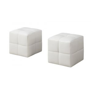 Monarch Specialties - Ottoman, Pouf, Footrest, Foot Stool, Set Of 2, Juvenile, Pu Leather Look, White, Transitional - I-8161